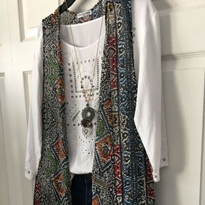Boho chic patterned sleeveless kimono